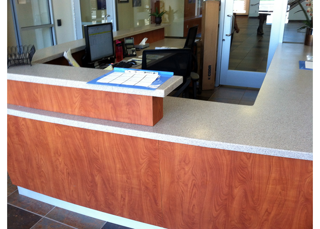 A picture of the reception desk for the HOA