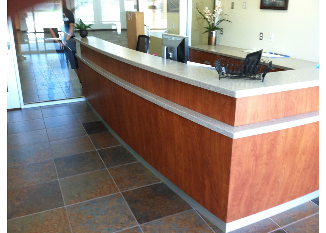 Another picture of the reception desk, but this time from the front.