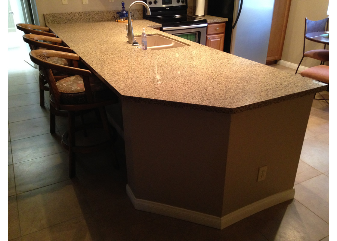 A picture of the counter, showing an angled corner.